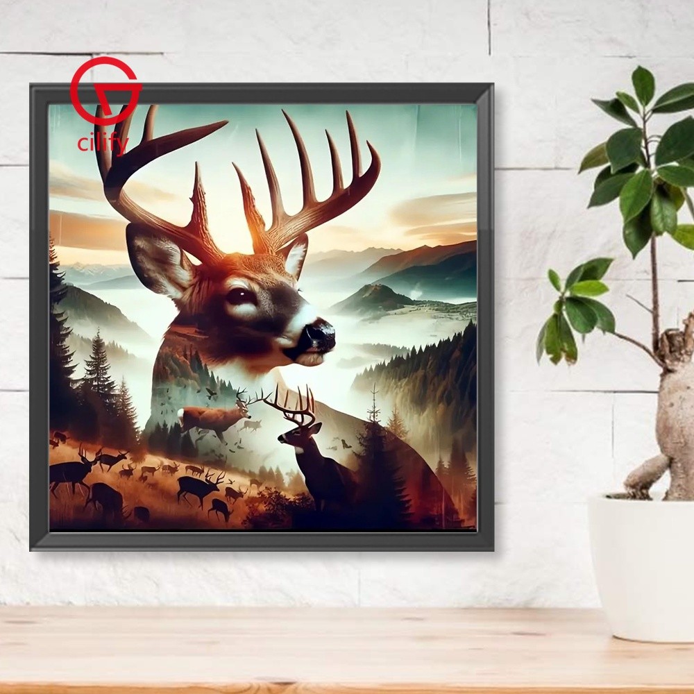 Kit De Pintura Diamante 5D DIY Forest Deer Full Broca Redonda