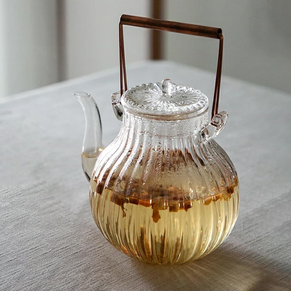 IwaiLoft Stovetop Safe Glass Teapot with Removable Infuser Fine Borosilicate Tea Pot perfect for Fruit Flowering Tea Can