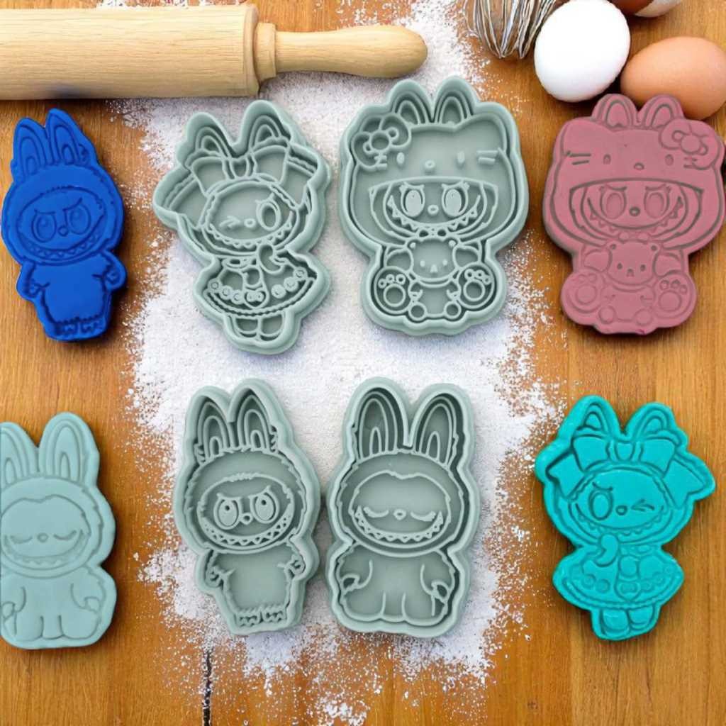 Labubu The Monsters |  KIT 4 PEÇAS Cortadores Carimbo de Biscoito Coleção Exclusiva | Confeitaria Criativa  Desenho