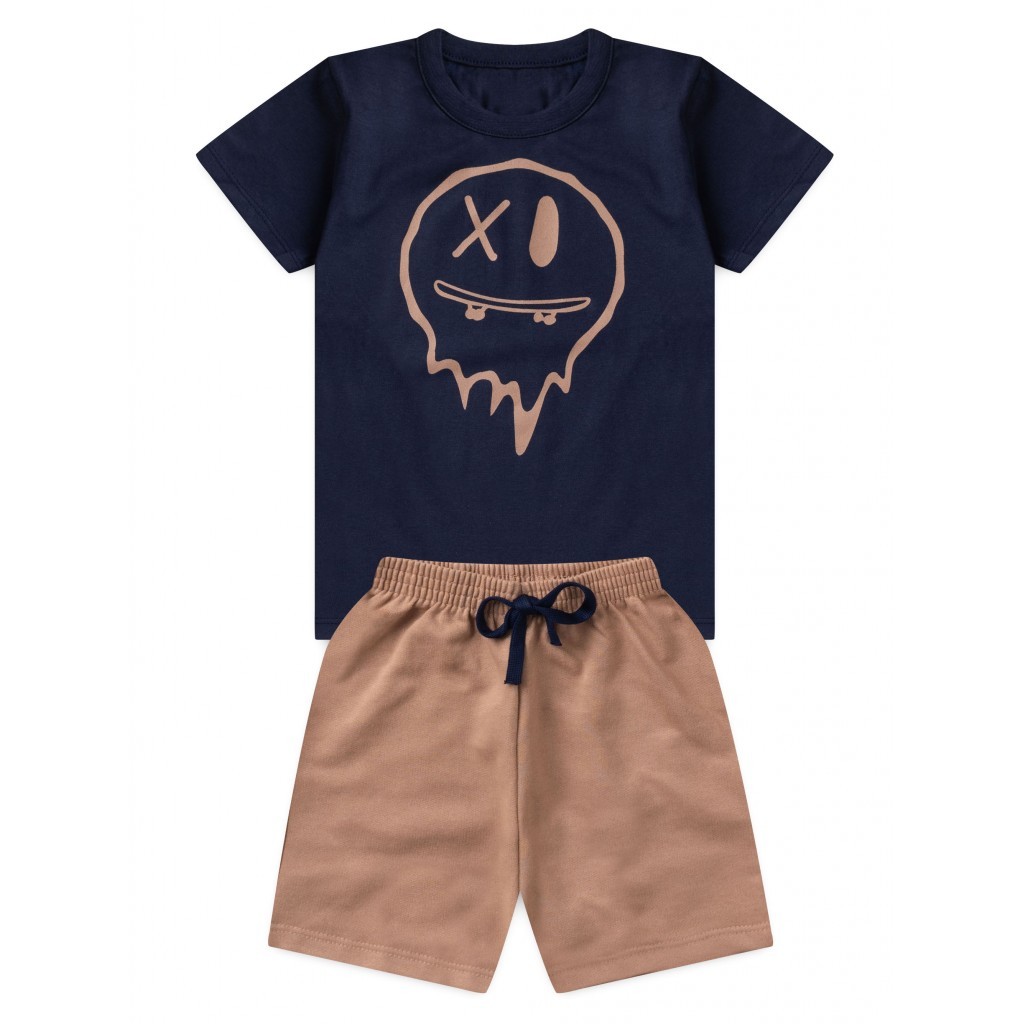 Conjunto Infantil Menino Camiseta Bermuda Monster