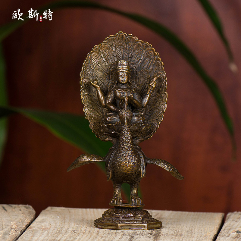 Oster pavão Mingwang estátua de bronze acessórios para casa bronze antigo 17cm sala estar casa produtos chineses ornamen
