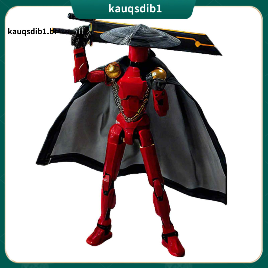 Poseable Arts Doll Chinese Swordsman Action Figure with Multi-joint Movable Cloak 3d Printed Articulated Bamboo Hat Mode