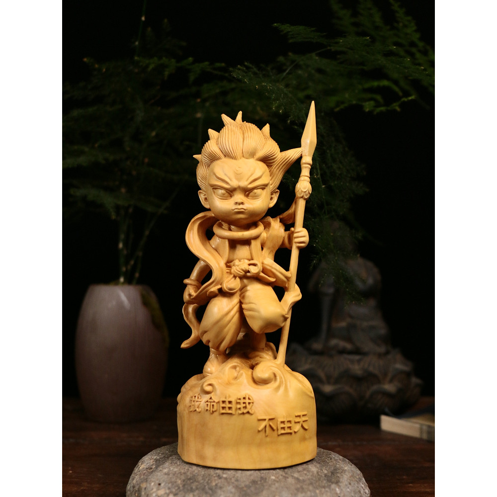 Ornamentos de escultura em buxo de folhas pequenas, ornamentos de desenhos animados, presentes cômicos chineses, figuras