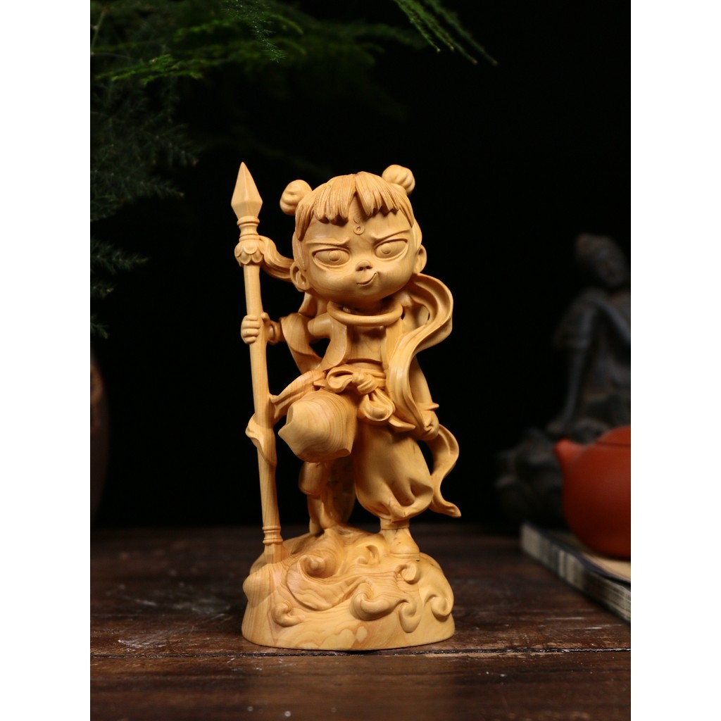 Ornamentos de escultura em buxo de folhas pequenas, ornamentos de desenhos animados, presentes em quadrinhos chineses, f