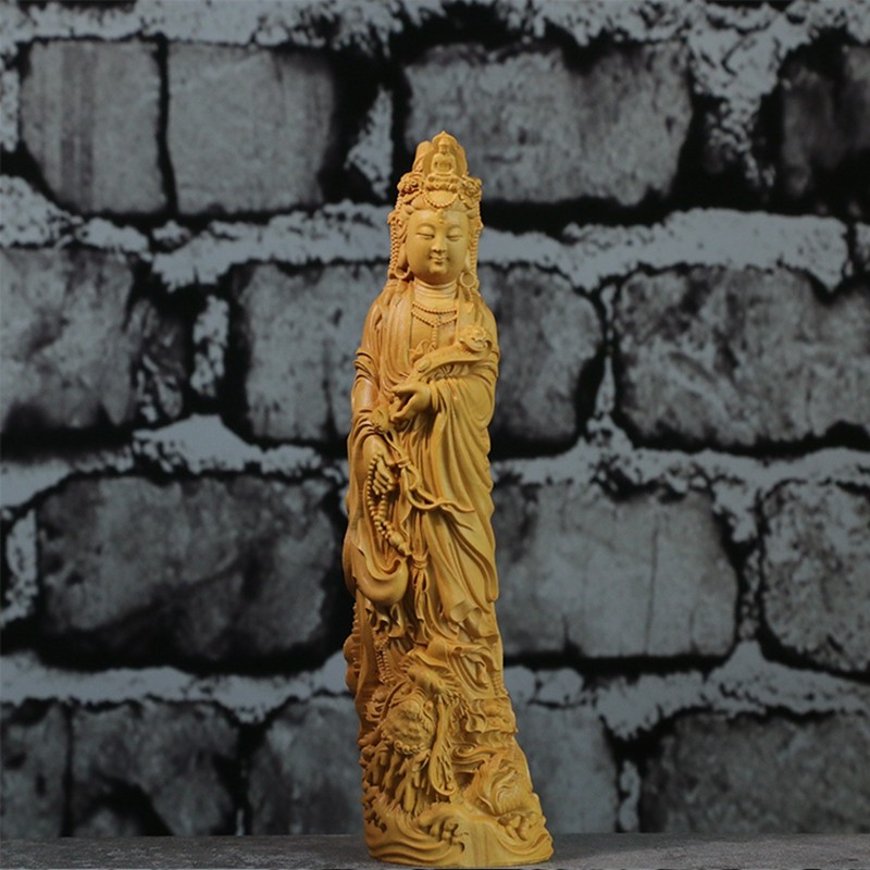 Pequena folha de buxo escultura acessórios para casa ornamentos chineses estátua de buda escultura em madeira maciça art