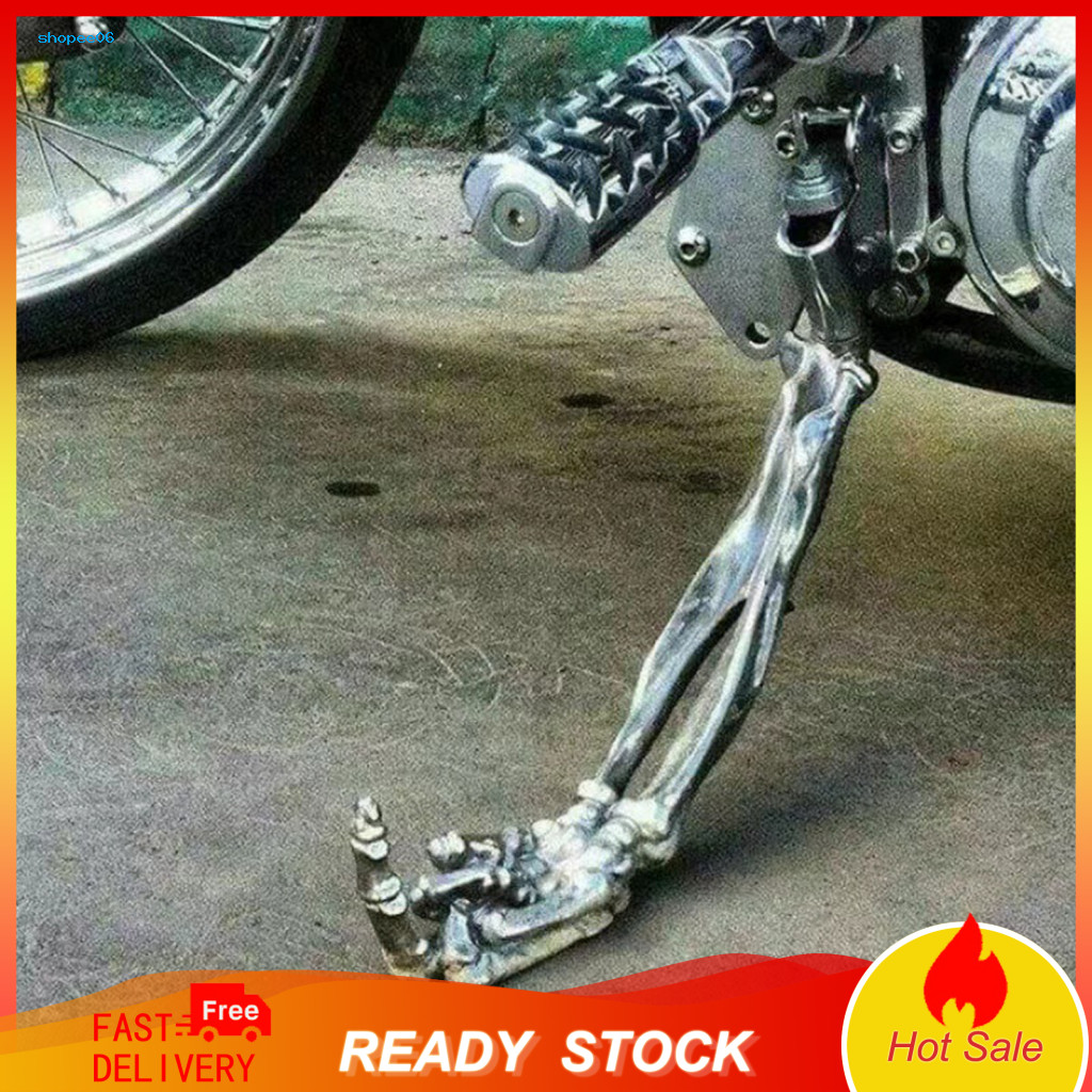 Skeleton Middle Finger Motorcycle Kickstand Anti-slip Heavy Duty Universal Alloy Foot Support Stand – for Bikes for So