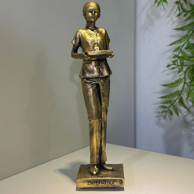 Estatua Estatueta Profissão ENFERMEIRA Enfermagem - Gesso Design Interiores Medicina Saúde Decoração