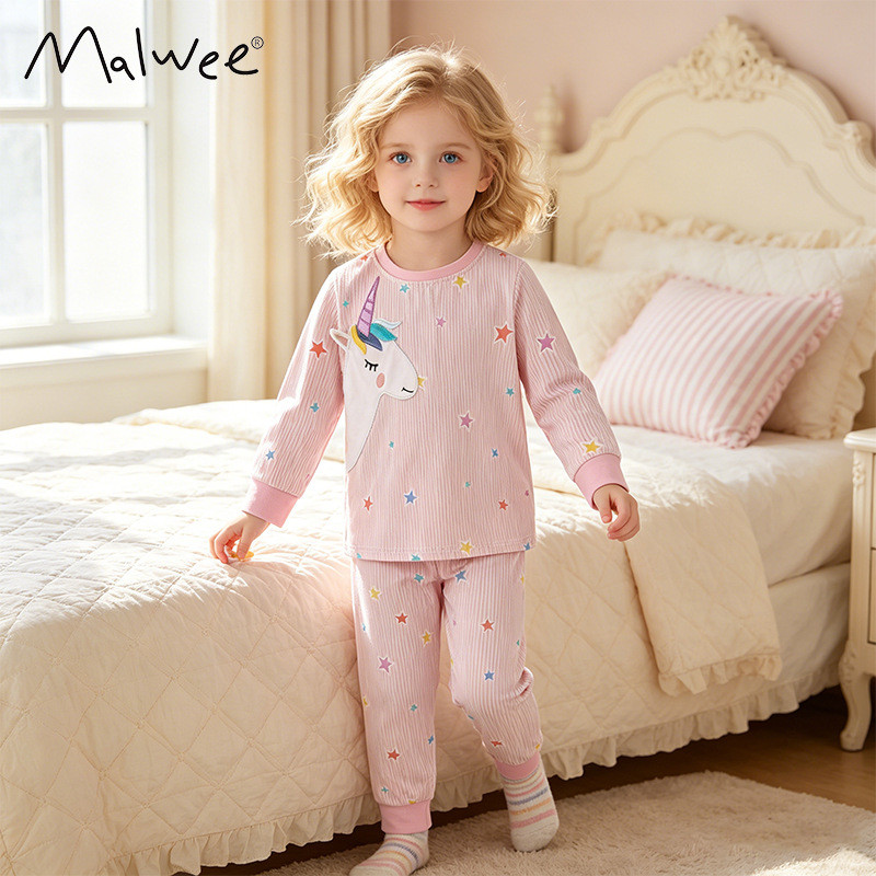 Conjunto de outono para meninas Malwee, novo conjunto de duas peças com gola redonda e manga longa, casual para uso domé