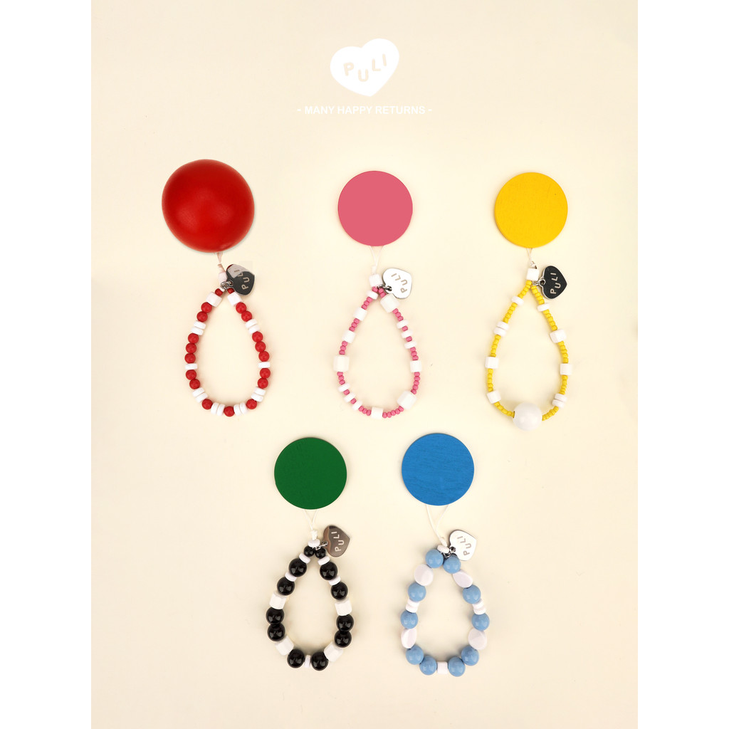 [Happy Tea Room] OuliOuli Pingente de corrente para celular mini cordão com contas estilo nicho azul