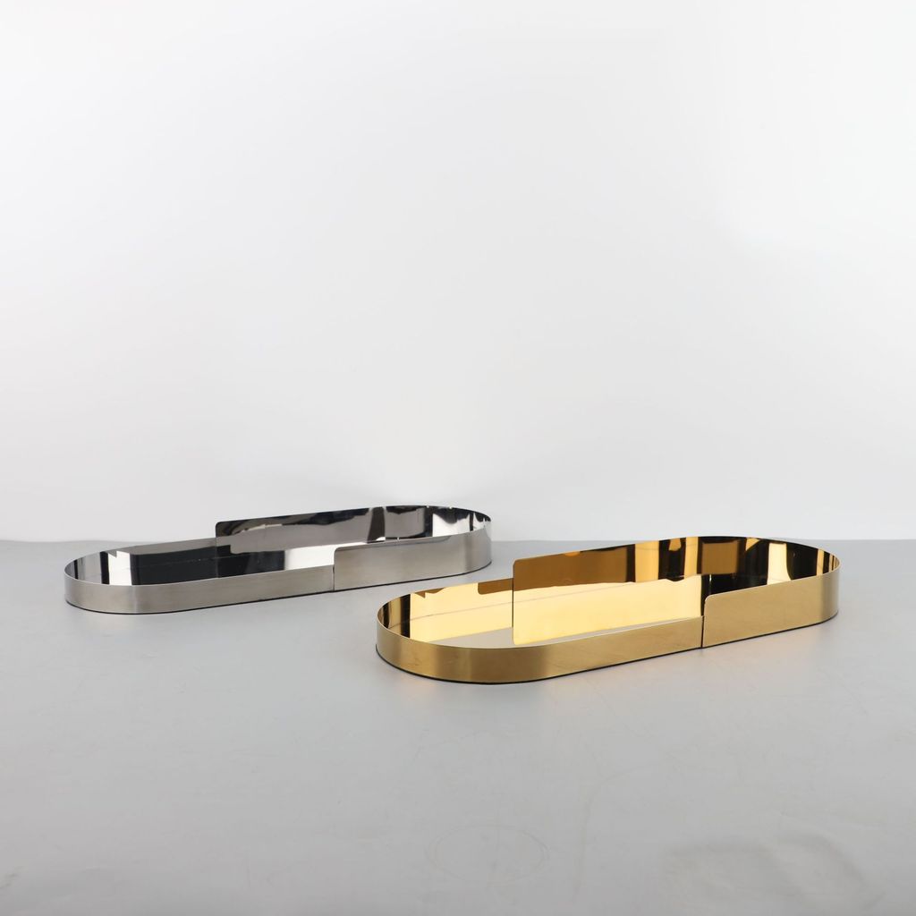 KU0O Modern minimalist metal oval gold tray, decorative piece for living room, TV cabinet, tea table, storage, and fruit