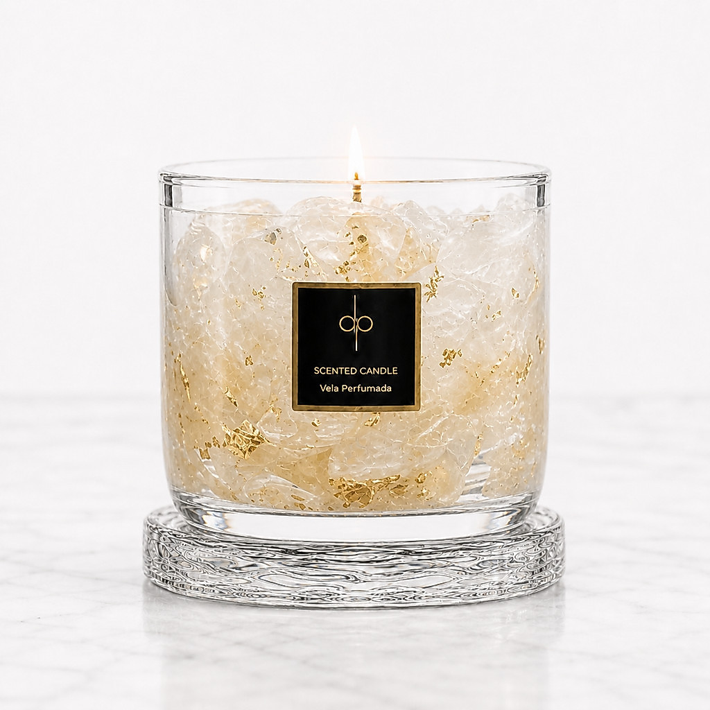 Vela Perfumada White Gold Marble Chá Branco e Champagne 300g | Di Piettro
