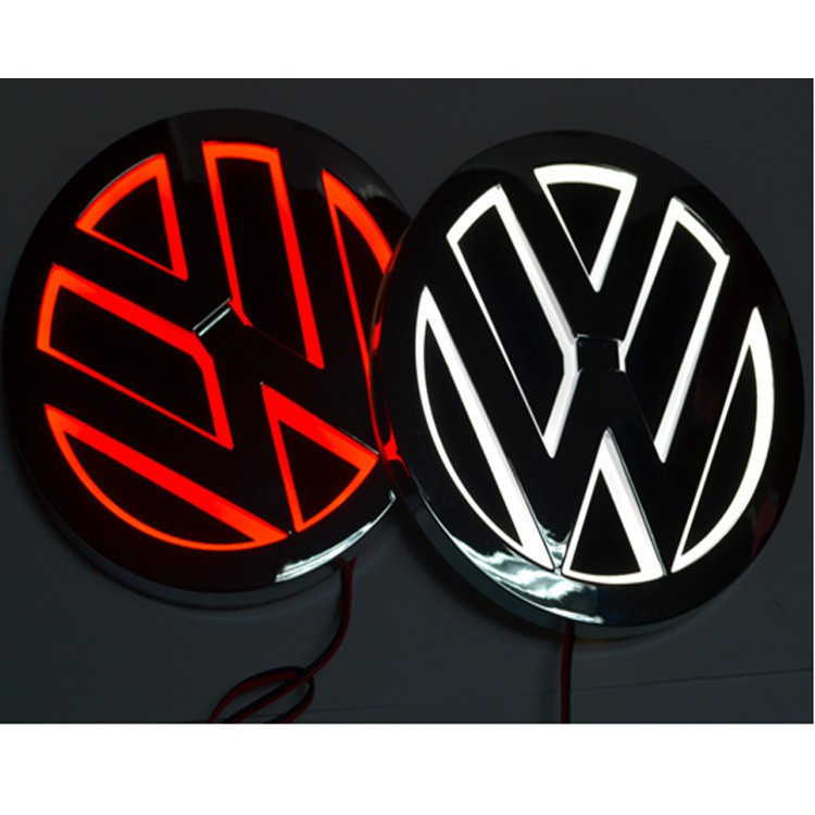 Luz Frontal Central LED 5D para VW Bora CC Scirocco Sharan Touran Lavida Sagitar, Emblema Traseiro D, 11cm de Diâmetro