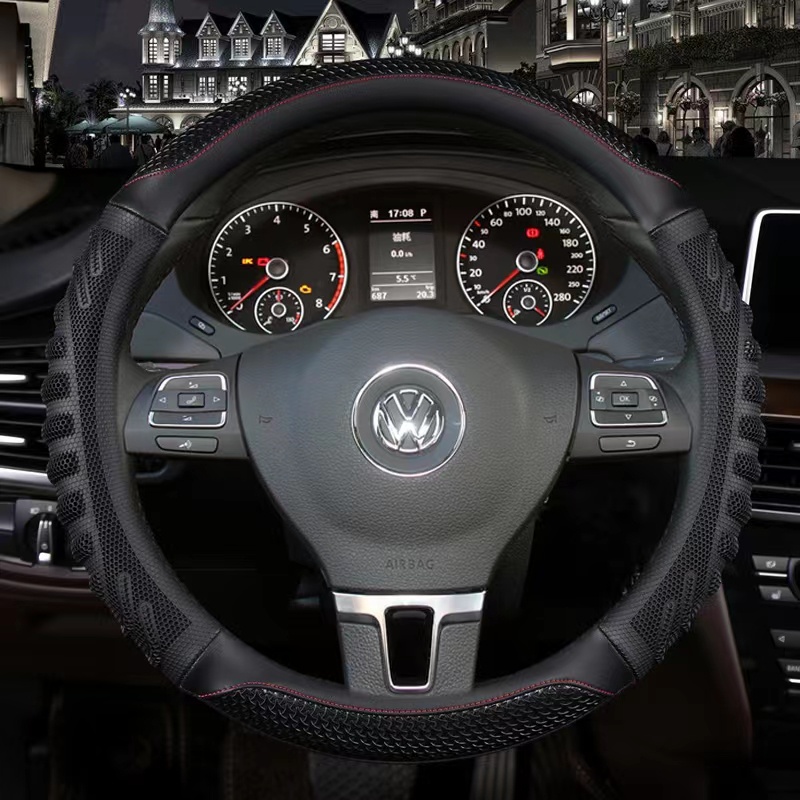 Capa De Couro PU Para Volante De Carro , 38cm , VW Sharan Passat Caddy Touran Tiguan Golf 7 Polo JATTA Teramont Atlas T-