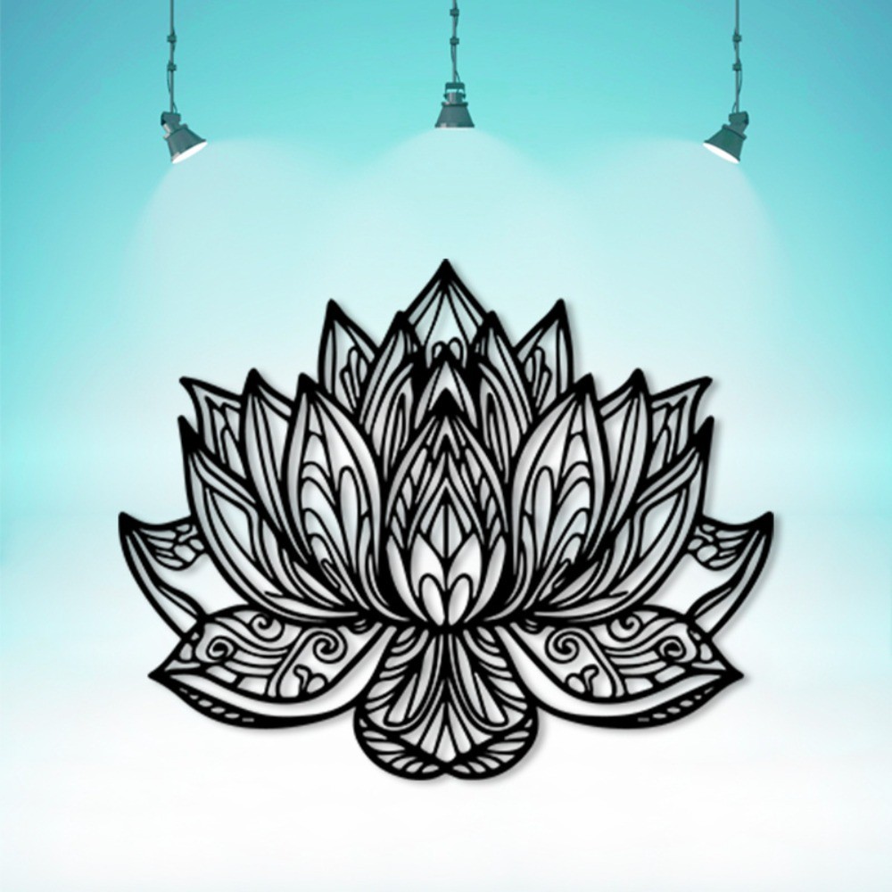 CIFbuy Vintage Bohemian Lotus Mandala Arte De Parede De Ferro Decoração De Metal À Prova De Intempéries Ornamento Intern