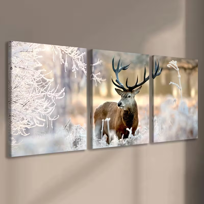 Quadro Decorativo Silêncio Ártico O Majestoso Alce sob a Geada de Cristal