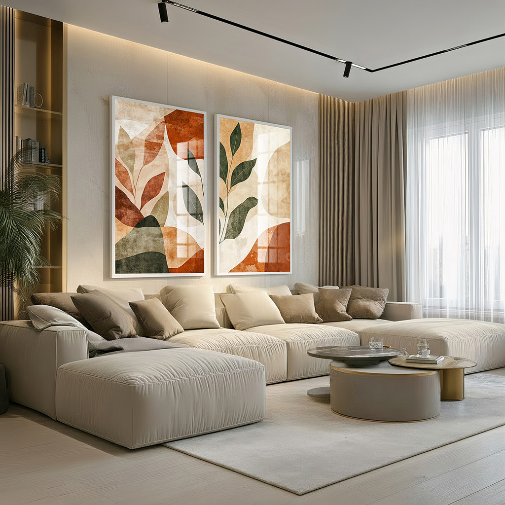 Quadros com Moldura e Acrilico Cristal Vidro Relevo Moderno 3D Kit 2 Quadros para Sala Quarto