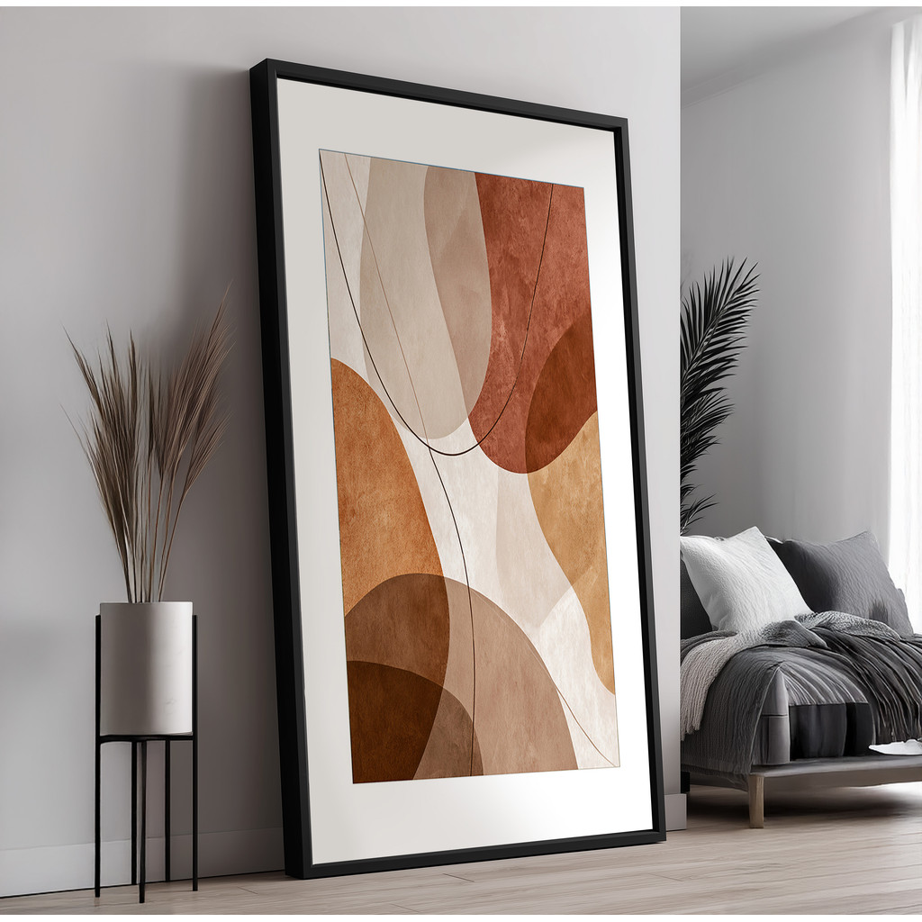 Quadro com Moldura e Acrilico Cristal Vidro Abstrato Suave  para Sala, Quarto e Escritório