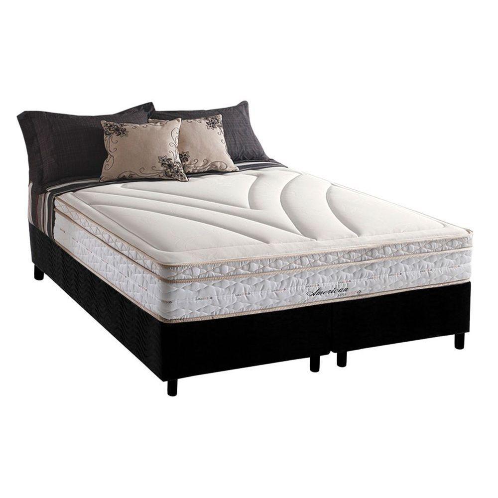 Cama Box King: Colchão Molas Herval Maxspring American + Base CRC Suede Black(193x203)