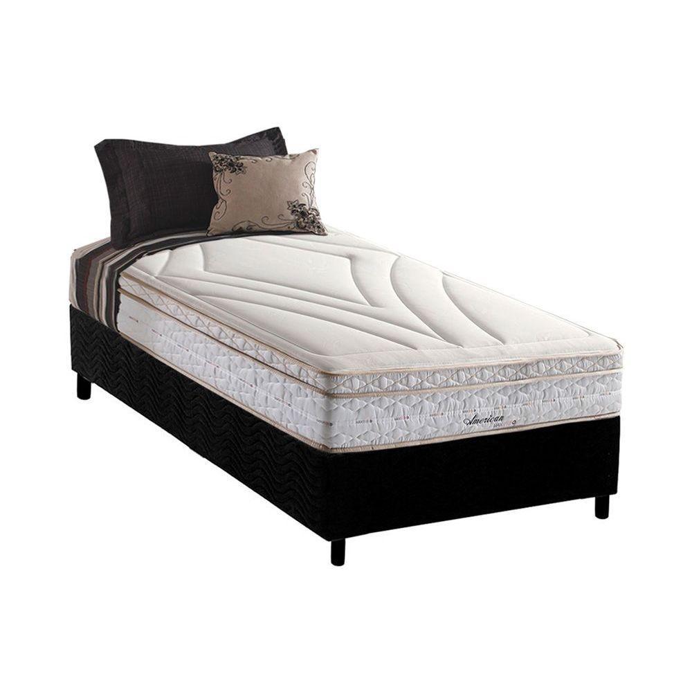Conjunto Box Solteiro: Colchão Molas Herval Maxspring American + Base CRC Suede Black(88x188)