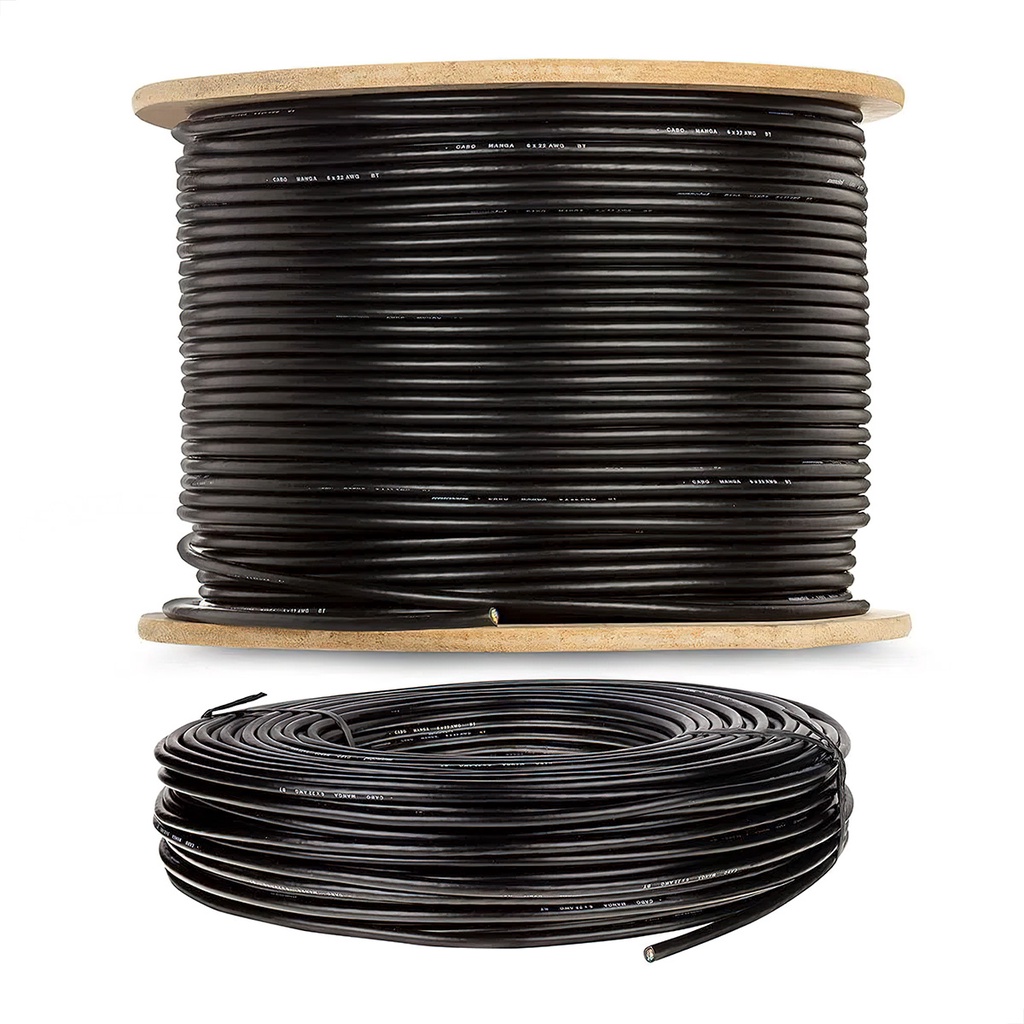 Cabo Manga 6x22 Awg - Sem Blindagem Preto - 5 Metros