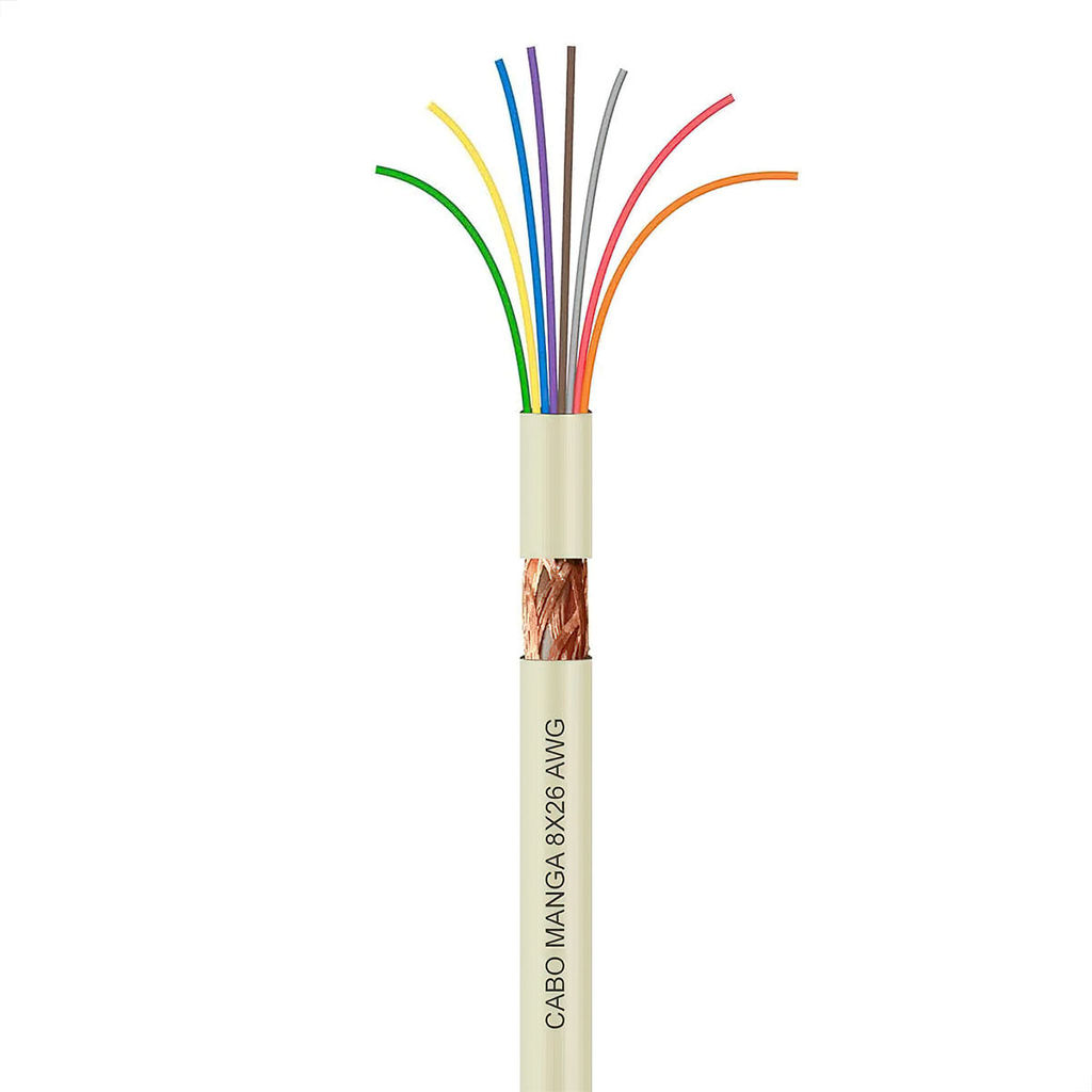 Cabo Manga 8x26 AWG com Blindagem Preto 1 metro