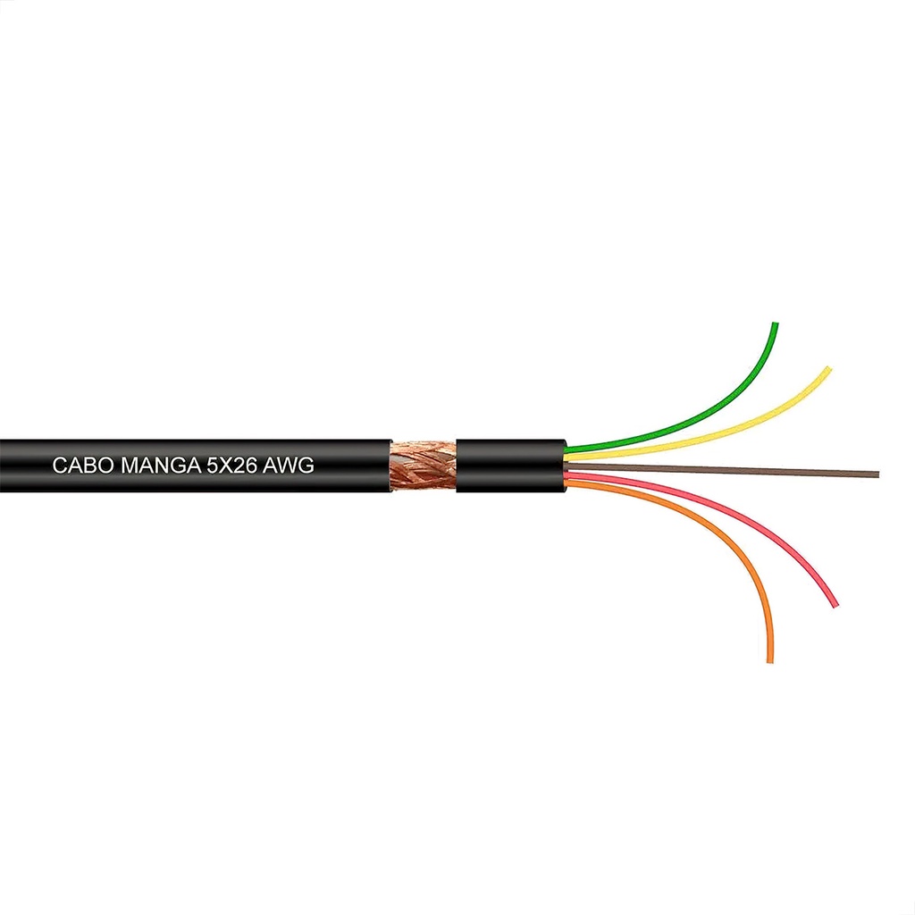 Cabo Manga 5x26 Awg - Com Blindagem Preto - 40 Metros