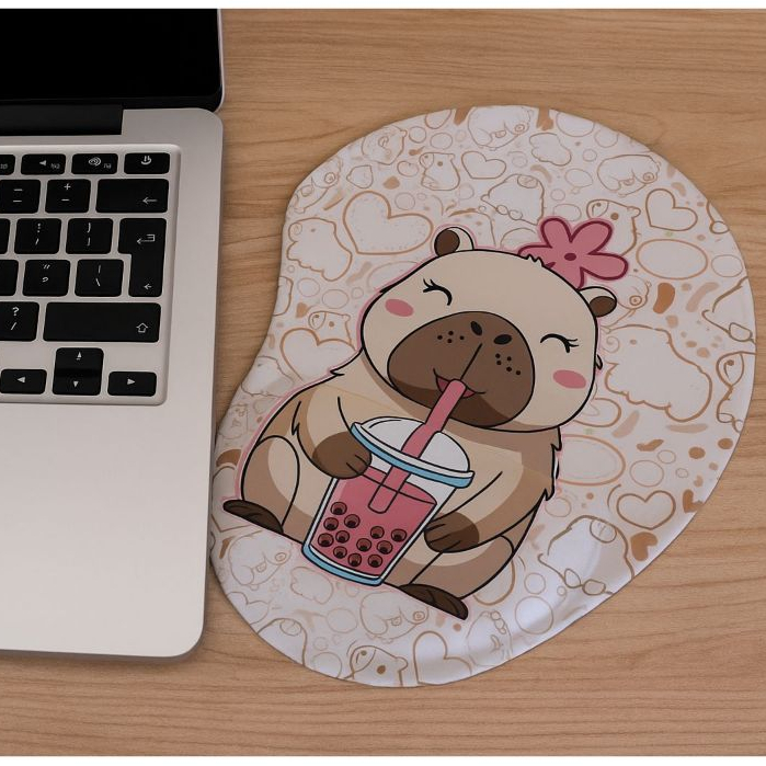 Mouse Pad Personalizado Capivara com Apoio de Pulso Superfície Suave