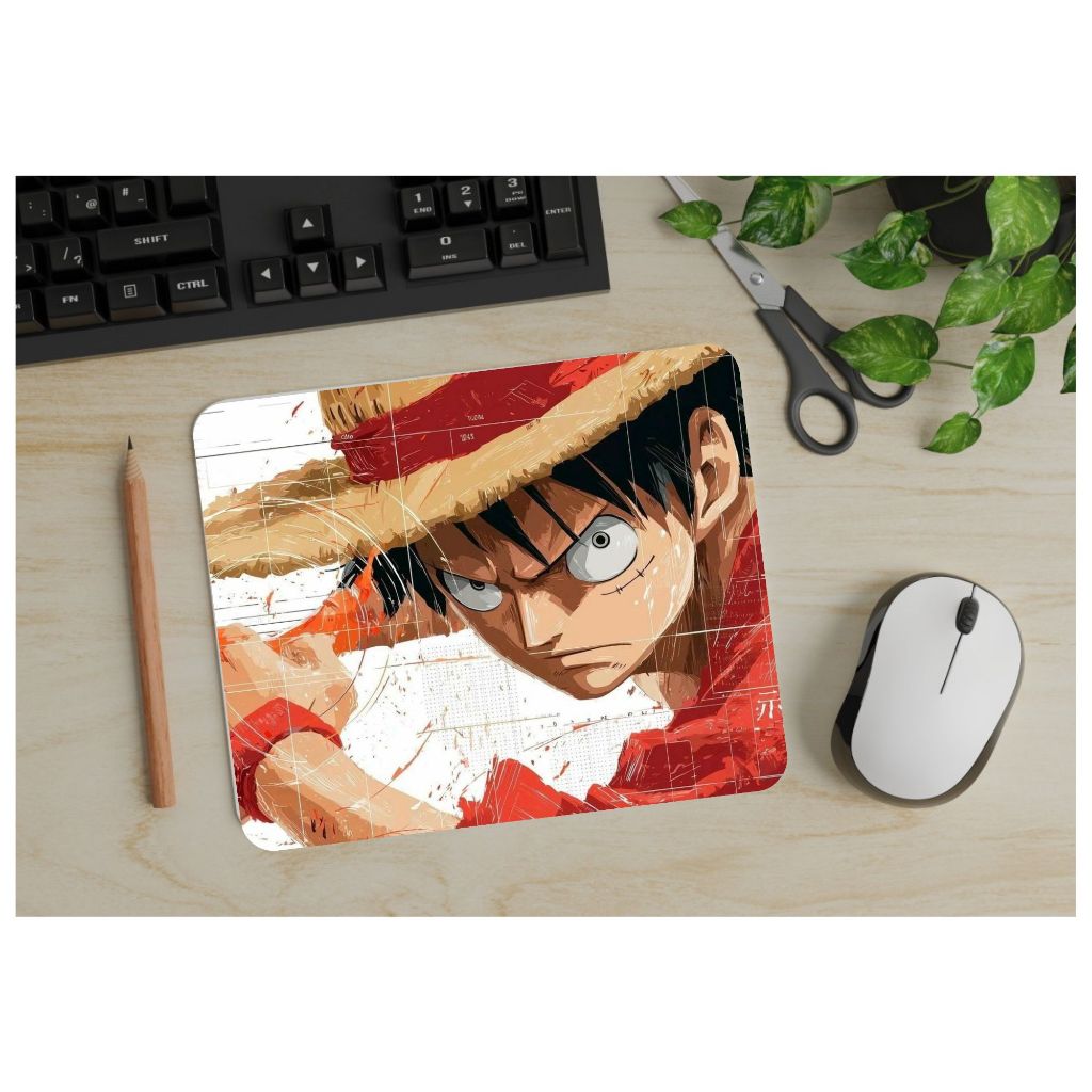 Mouse Pad Luffy One piece Pop Culture 23x19cm Base Emborrachada Antiderrapante Presente Nerd