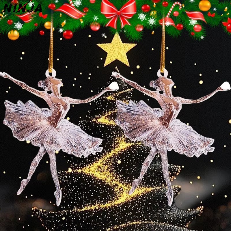 [Extreme] 5-1Pcs 2D Flat Acrílico Ballet Girl Pingente-Enfeites De Bailarina De Cristal Brilhante-Decoração De Chaveiro
