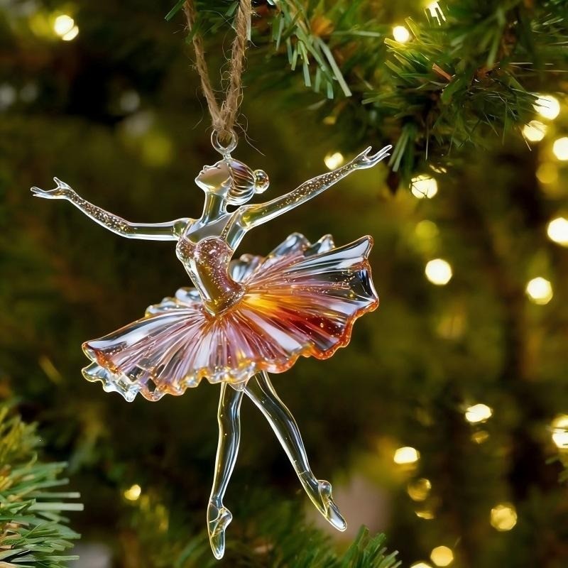 5-1Pcs 2D Flat Acrílico Ballet Girl Pingente-Decoração De Chaveiro De Anjo Fantasia De Natal-Enfeites De Bailarina De Cr
