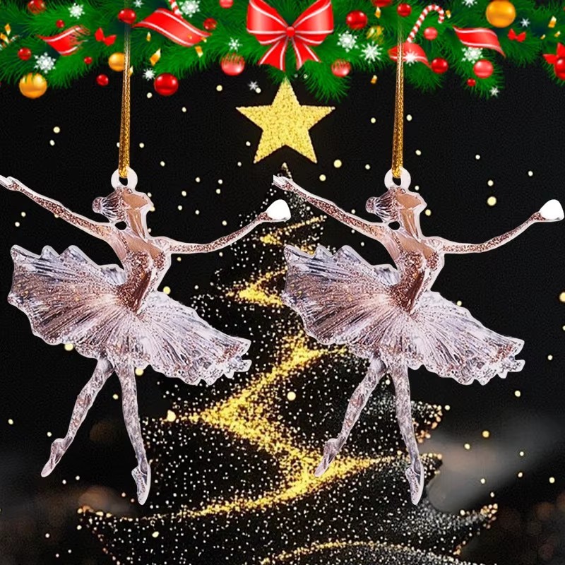 5-1Pcs 2D Flat Acrílico Ballet Girl Pingente-Enfeites De Bailarina De Cristal Brilhante-Decoração De Chaveiro De Anjo De