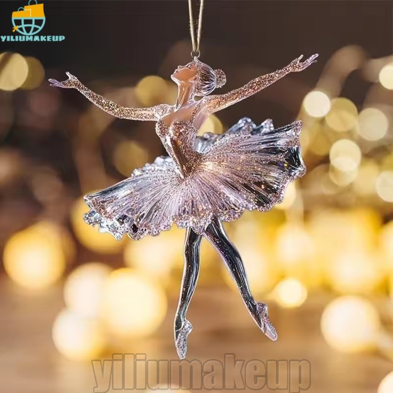 [Quick] 5-1Pcs 2D Flat Acrílico Ballet Girl Pingente-Enfeites De Bailarina De Cristal Brilhante-Decoração De Chaveiro De