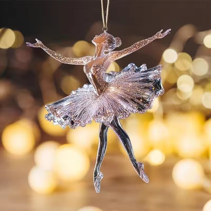 5-1Pcs 2D Flat Acrílico Ballet Girl Pingente-Enfeites De Bailarina De Cristal Brilhante-Decoração De Chaveiro De Anjo De