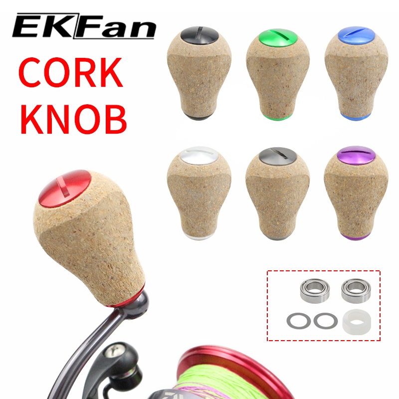 EKFan with bearing 1pc cork flat Spinning Baitcasting Fishing Reel knob for shinamo daiwa abu Lure Reel diy parts