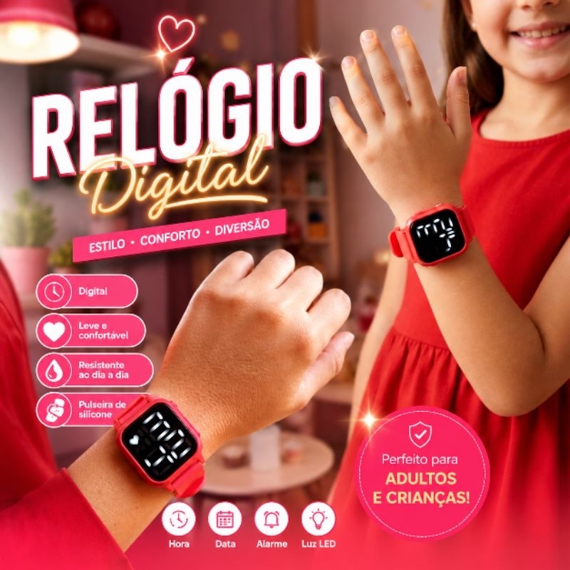 Relógio de Pulso Esportivo Watch Tipo Smart / Relógio digital Led Adulto e Infantil Esporte Prova água