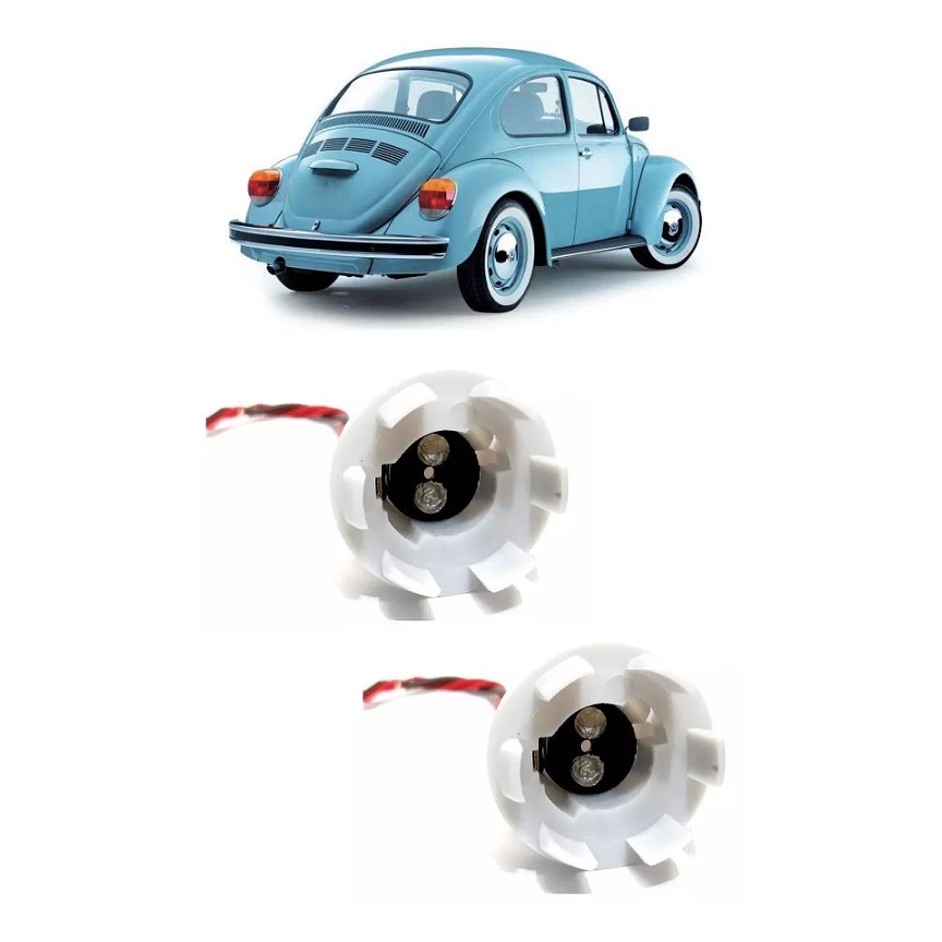 Par Soquete Lampada Lanterna Freio 2 Polos Fusca Todos os Anos