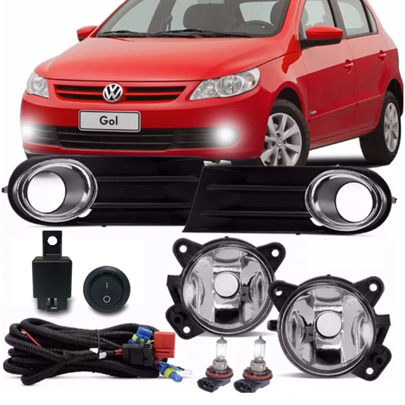 Kit Farol Milha Auxiliar Gol Voyage Saveiro G5 2009 2010 2011 2012 2013 Com Lampadas
