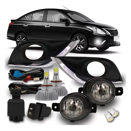 Kit Farol Milha Nissan Versa 2015 2016 2017 2018 + Super Led H11