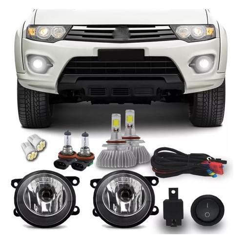 Kit Farol Milha Mitsubishi L200 Triton 2011 2012 2013 + Super Led H11
