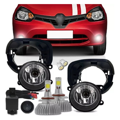 Kit Farol Milha Auxiliar Renault Clio 2013 14 15 2016 + Super Led 6k