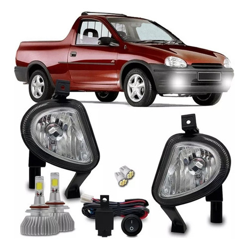 Kit Farol Milha Chevrolet Corsa Pick-up 2000 2001 2002 + Super Led 6k