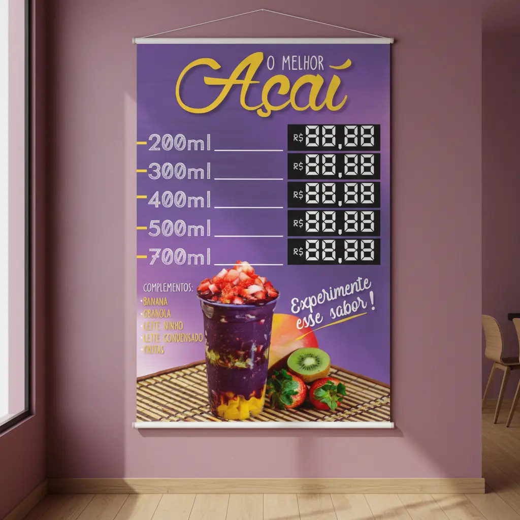 Banner Açai 60x90 Grande -em Alta Resolução