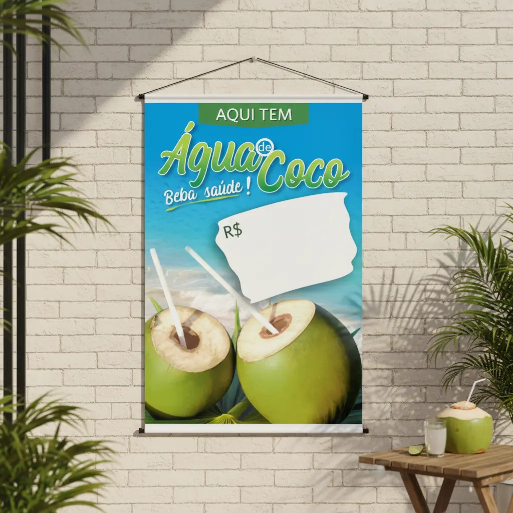 Banner Água De Coco 60x90 Grande -em Alta Resolução