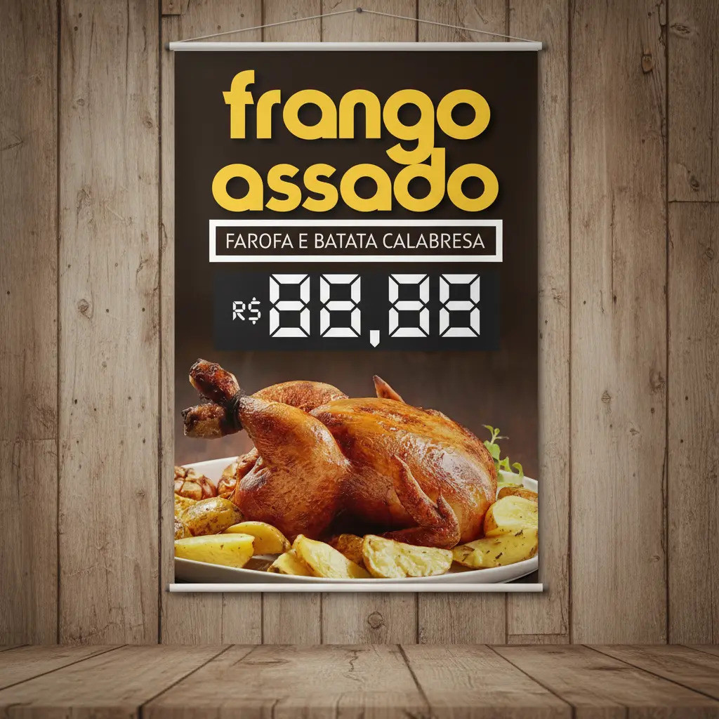 Banner Frango Assado 60x90 Grande -em Alta Resolução