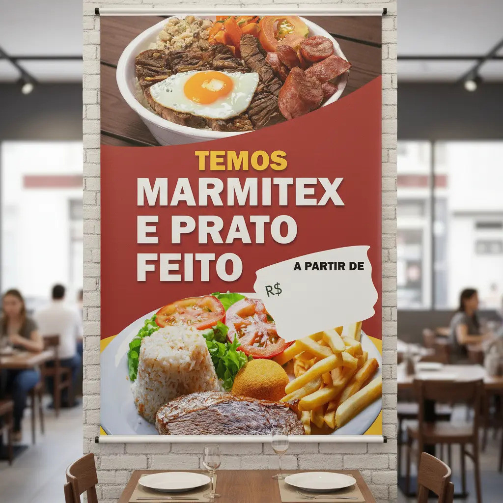 Banner Marmitex E Prato Feito 60x90 Grande Em Alta Resolução