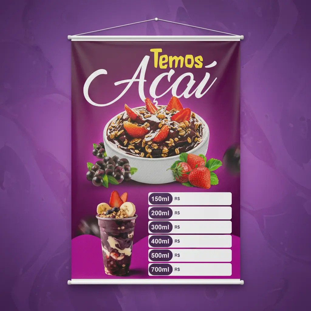Banner Temos Açai 70x100cm Colorido