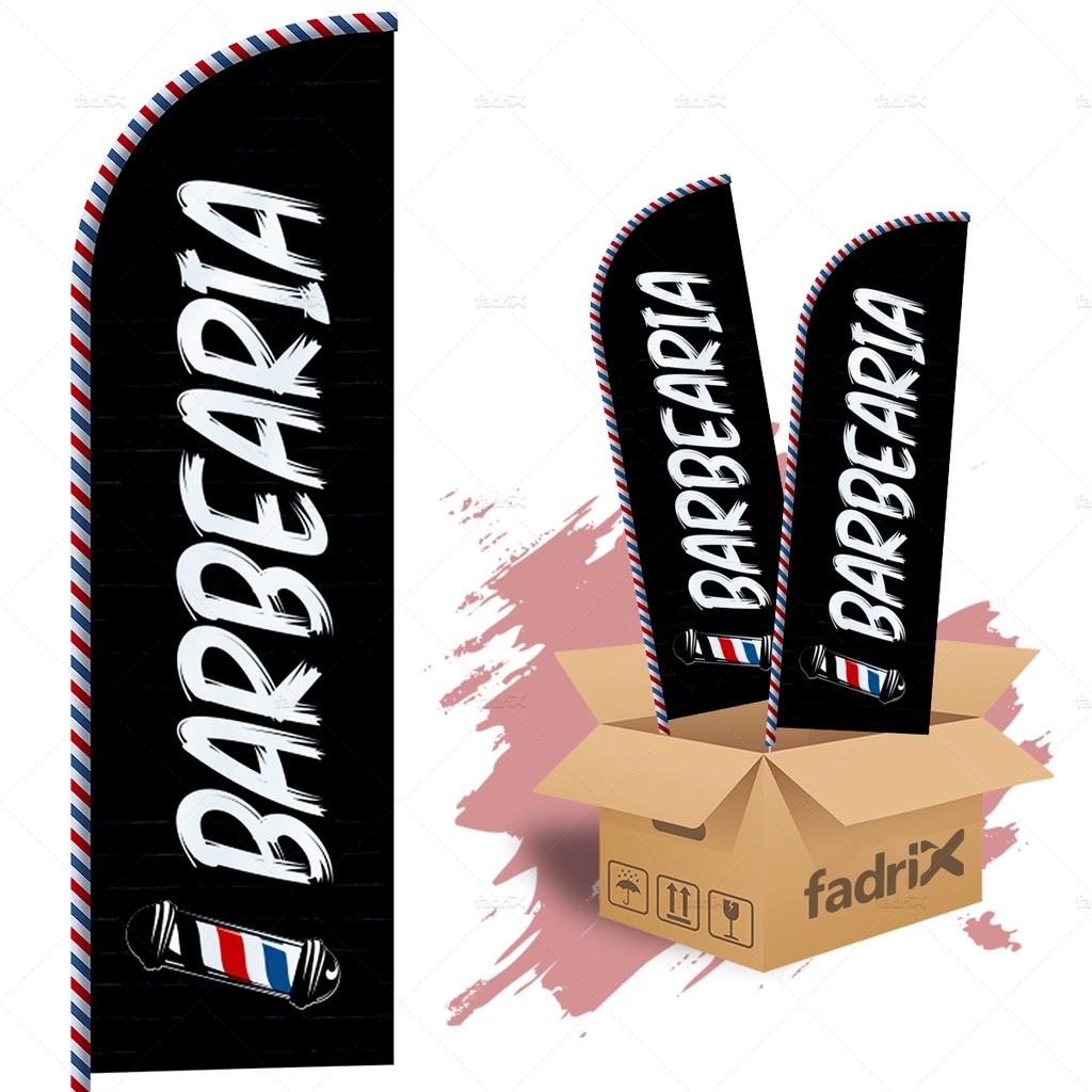 Wind Banner Completo 3mt Barbearia - Kit C/ 2unds Fadrix