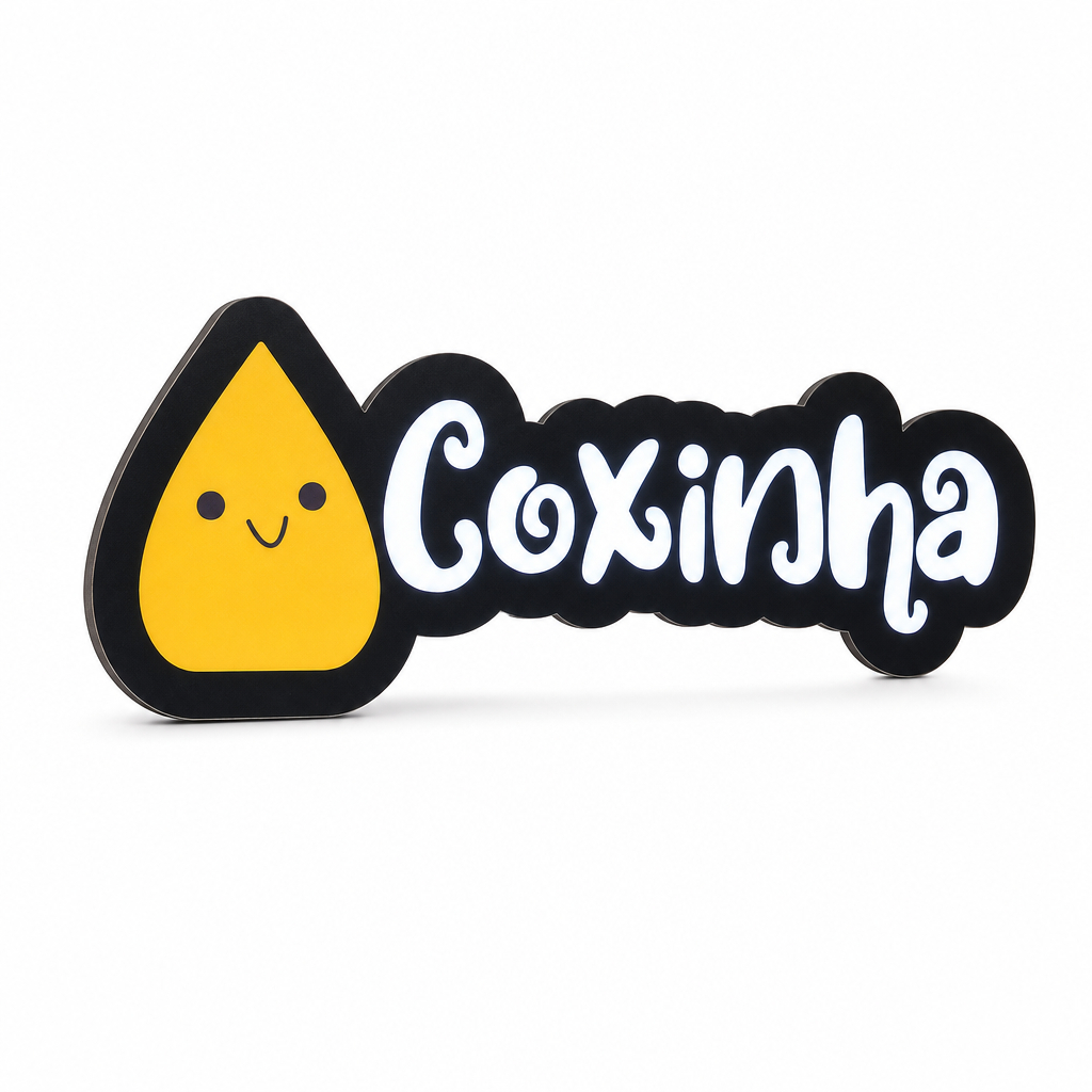 Letreiro Luminoso Salgados - Coxinha Feliz - Decoração Coxinha