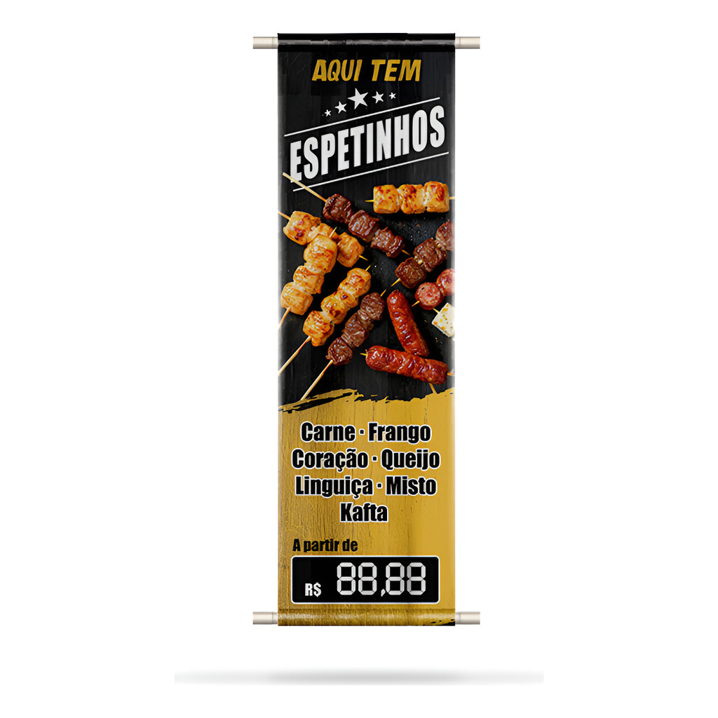 Banner Espetinho - 30 Cm X 100 Cm Churrasco MOD 3