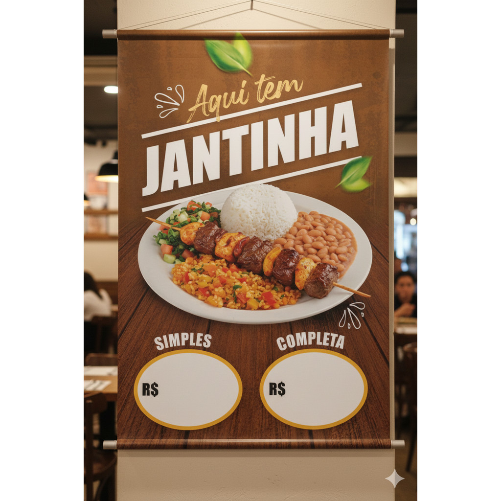 Banner Pronto Lona Restaurante 60 Cm X 90 Cm